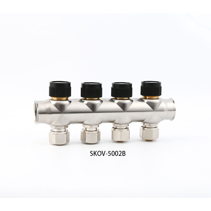 SKOV-5002A+5002B 304 Stainless Steel Floor Heating Manifolds for floor heating system usage 2-8way